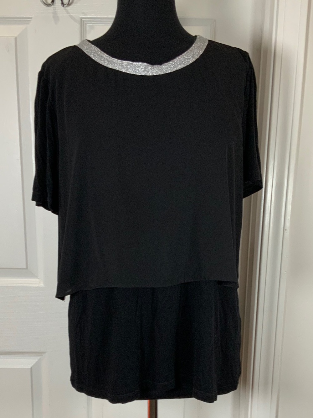 Juicy Couture Black Silver Embellished Party Blouse Holiday Size XL